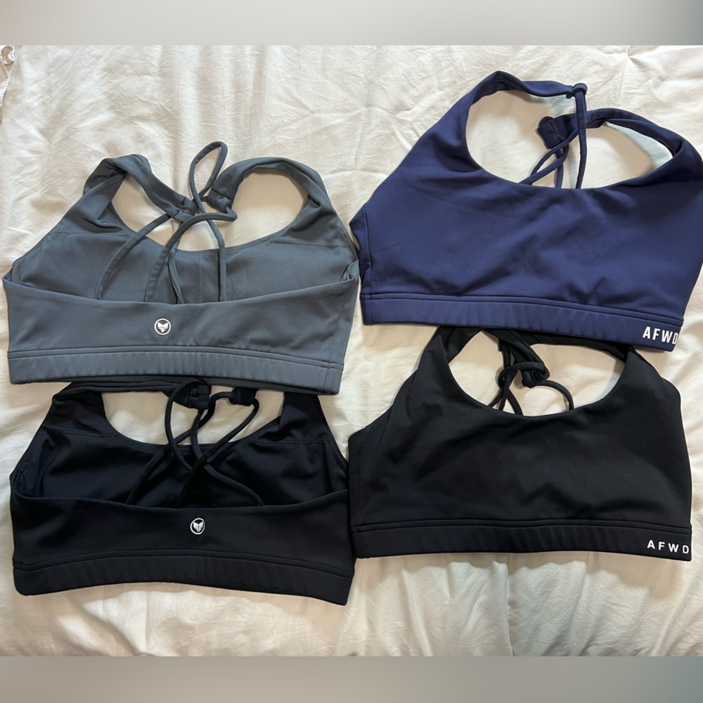 AFWD Sports Bras Set - Black, Gray, and Blue- Small